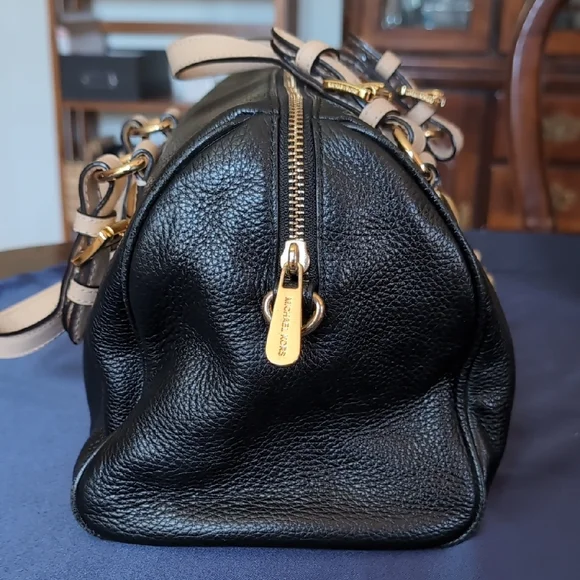 Michael Kors Black and Tan Leather Satchel - Picture 2 of 16